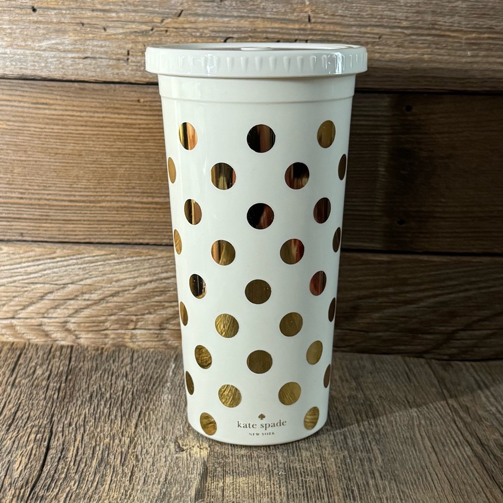 Kate Spade Gold Polka Dot Tumbler